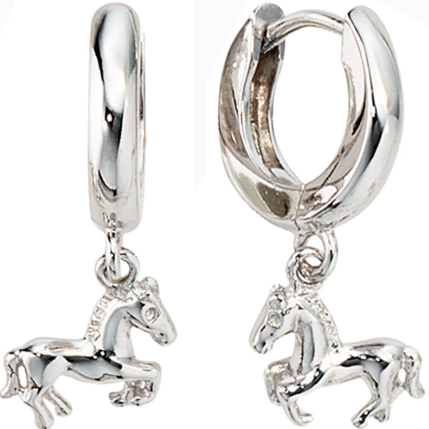 Creolen Creole Ohrringe Pferd Pferde, 925 Silber, Klappmechanik, Damen