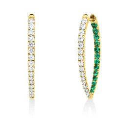 Creolen 750 Gelbgold 26 Smaragde 0,54ct grün 32 Brillanten 0,66ct F-VSI 26,8x1,9mm