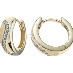 Creolen Klappcreolen 13,2mm 333 Gelbgold teilmatt Zirkonia weiß Damen