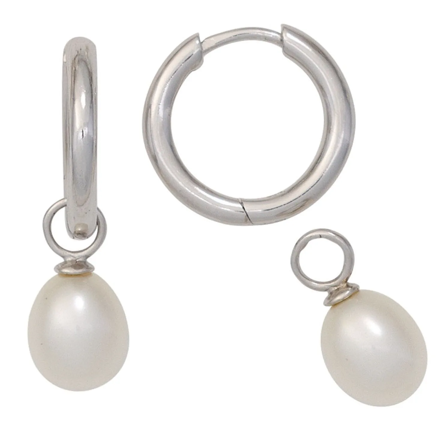 Creolen Klappcreolen 16,8mm rund 925 Silber (ohne Perlen-Einhänger)