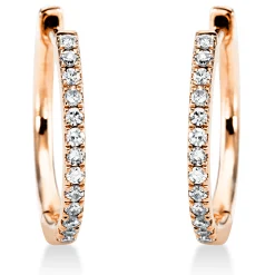 Creolen klein aus 750 Gold Rotgold 28 Diamanten 0,1ct TW-SI 112,8x1,2mm