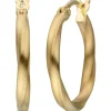 Creolen 19,7mm Klappcreolen Ohrringe gedreht matt, 925 Silber Gelbgold vergoldet