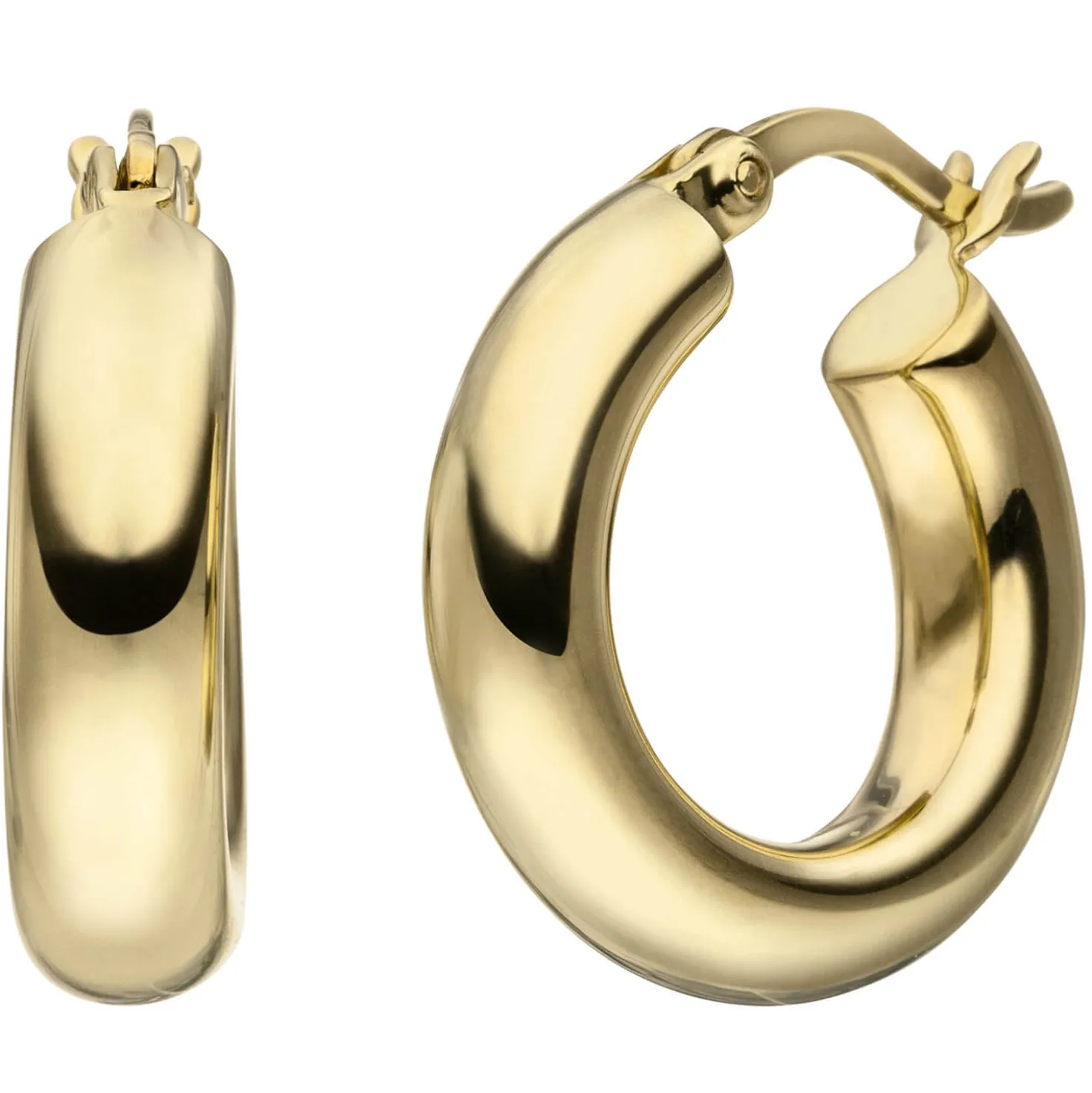 Creolen 16,9mm Klappcreolen, rund, 925 Silber gelbvergoldet Ohrringe Ohrschmuck