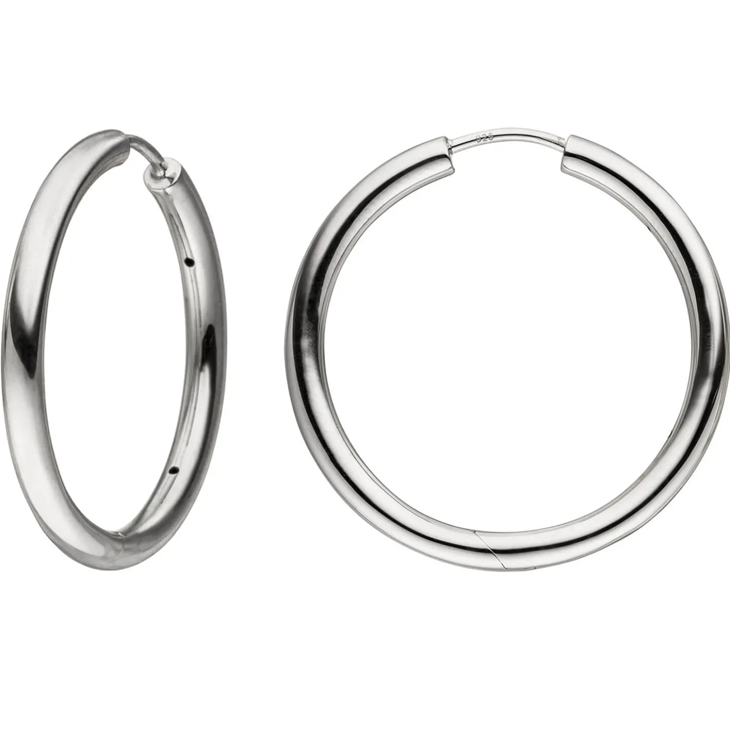 Creolen 31mm Klappcreolen, rund, 925 Silber rhodiniert Ohrringe Ohrschmuck