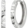 Creolen 17,7mm Ohrringe Klappcreolen Ohrschmuck mit weißen Zirkonia, 925 Silber