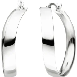Creolen 31,2mm Ohrringe Ohrschmuck geschwungen gebogen 925 Silber Silbercreolen