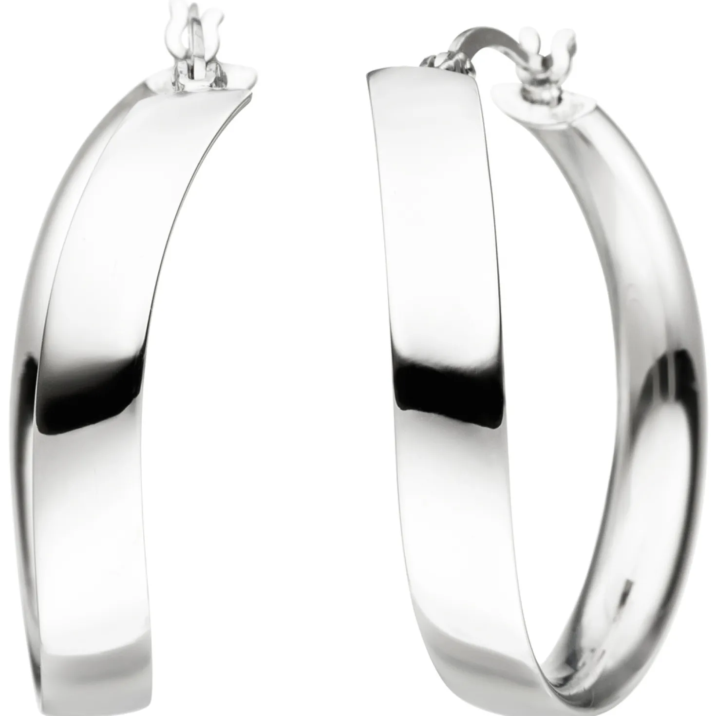 Creolen 31,2mm Ohrringe Ohrschmuck geschwungen gebogen 925 Silber Silbercreolen