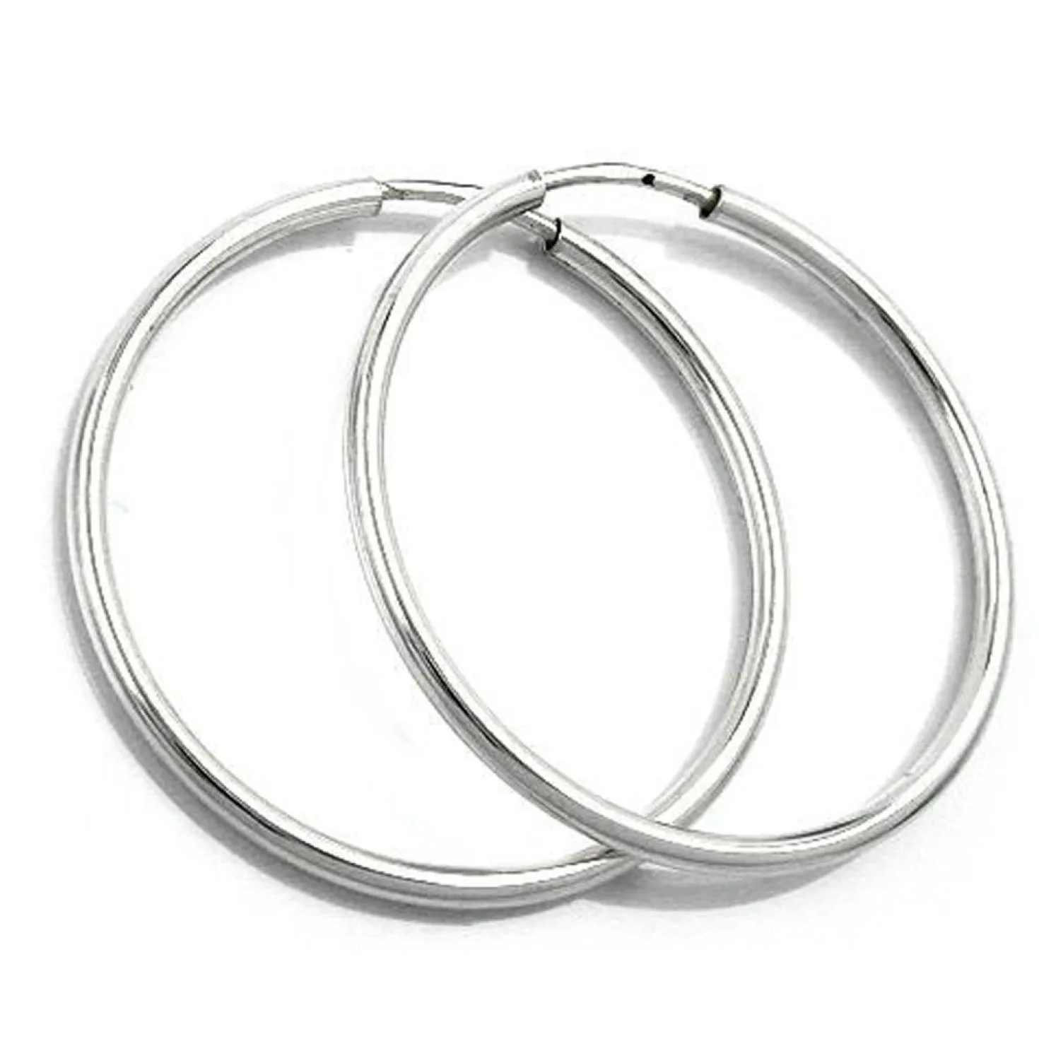 Creolen 32mm Ohrringe Ohrschmuck, rund glänzend, 925 Sterlingsilber