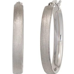 Creolen 27,2mm Ohrringe 925 Silber glänzend oval mattiert Ohrschmuck