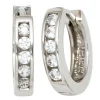 Creolen Ohrringe 12mm 925 Silber 10 Zirkonia Klappmechanik