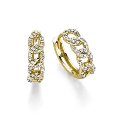 Creolen Panzer 12,5x3,8mm 585 Gold Gelbgold mit 74 Diamanten 0.31ct TW-SI