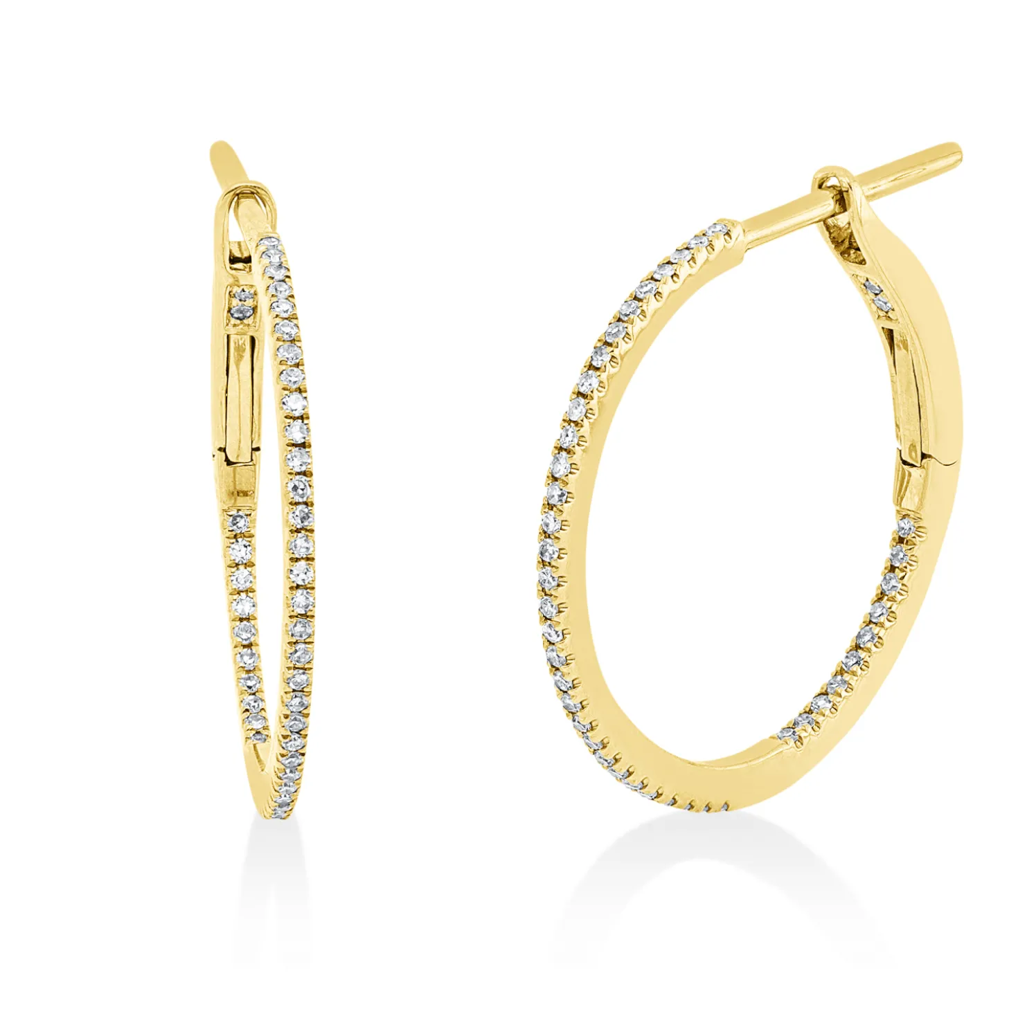 Creolen schmal aus 750 Gold Gelbgold 86 Diamanten 0,17ct TW-SI 19,2x0,8mm
