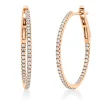 Creolen schmal aus 750 Gold Rotgold 86 Brillanten 0,33ct TW-SI 22,1x1,3mm