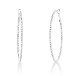 Creolen schmal aus 750 Weißgold 130 Brillanten 0,5ct TW-SI 34,8x1,4mm