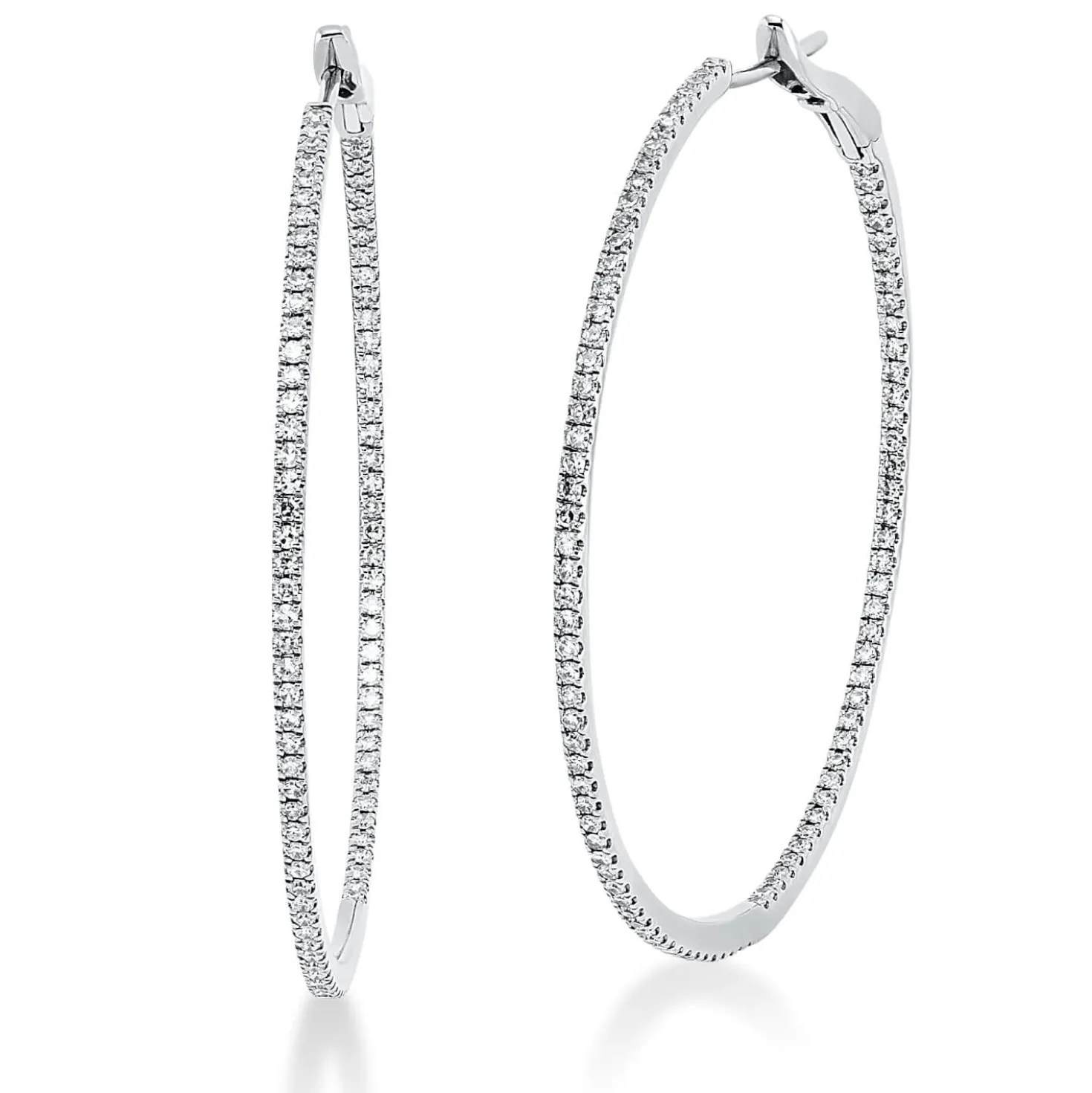 Creolen schmal aus 750 Weißgold 188 Diamanten 0,52ct TW-SI 41,6x1,3mm