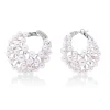 Creolen 750 Weißgold 58 Akoya-Perlen weiß 32 Brillanten 0,23ct TW-SI 27,3x10,5mm