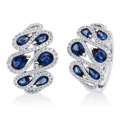 Creolen 750 Weißgold 12 Saphire 3,6ct blau 212 Brillanten 0,85ct TW-SI 22x15,5mm