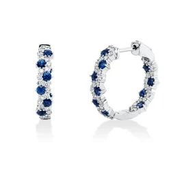 Creolen 585 Weißgold 20 Saphire 1,3ct blau 68 Brillanten 0,76ct W-PI 21,2x4,6mm