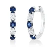 Creolen 750 Weißgold 6 Saphire 1,42ct blau 4 Diamanten Oval-Schliff 0,61ct TW-SI