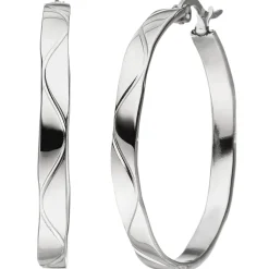 Creolen 34x3,8mm aus Edelstahl flach mit Muster Ohrringe Ohrschmuck Damen