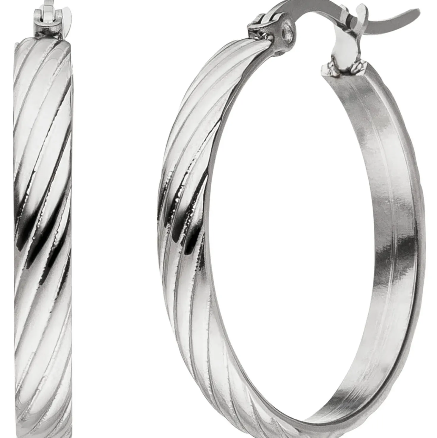 Creolen 26x3,6mm aus Edelstahl mit Muster Ohrringe Ohrschmuck Damen