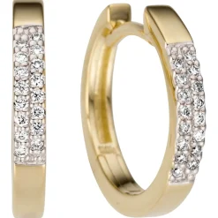 Creolen 14,7x2,2mm aus 585 Gold Gelbgold mit 32 Diamanten 0.1Ct W/SI Ohrringe