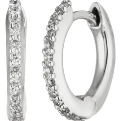 Creolen 12x1,8mm 750 Gold Weißgold mit 26 Diamanten 0,13 ct Ohrringe