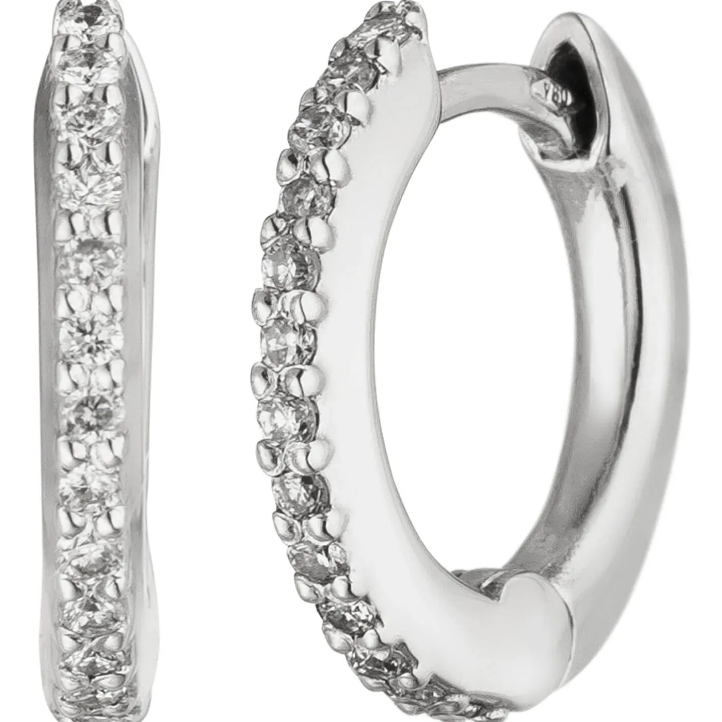 Creolen 12x1,8mm 750 Gold Weißgold mit 26 Diamanten 0,13 ct Ohrringe