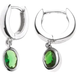 Creolen 5,5x21,2mm Ohrringe aus 925 Silber Zirkonia grün Klappcreolen Damen