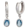 Creolen 5,4x21,3mm Ohrringe aus 925 Silber Zirkonia hellblau oval facett Damen