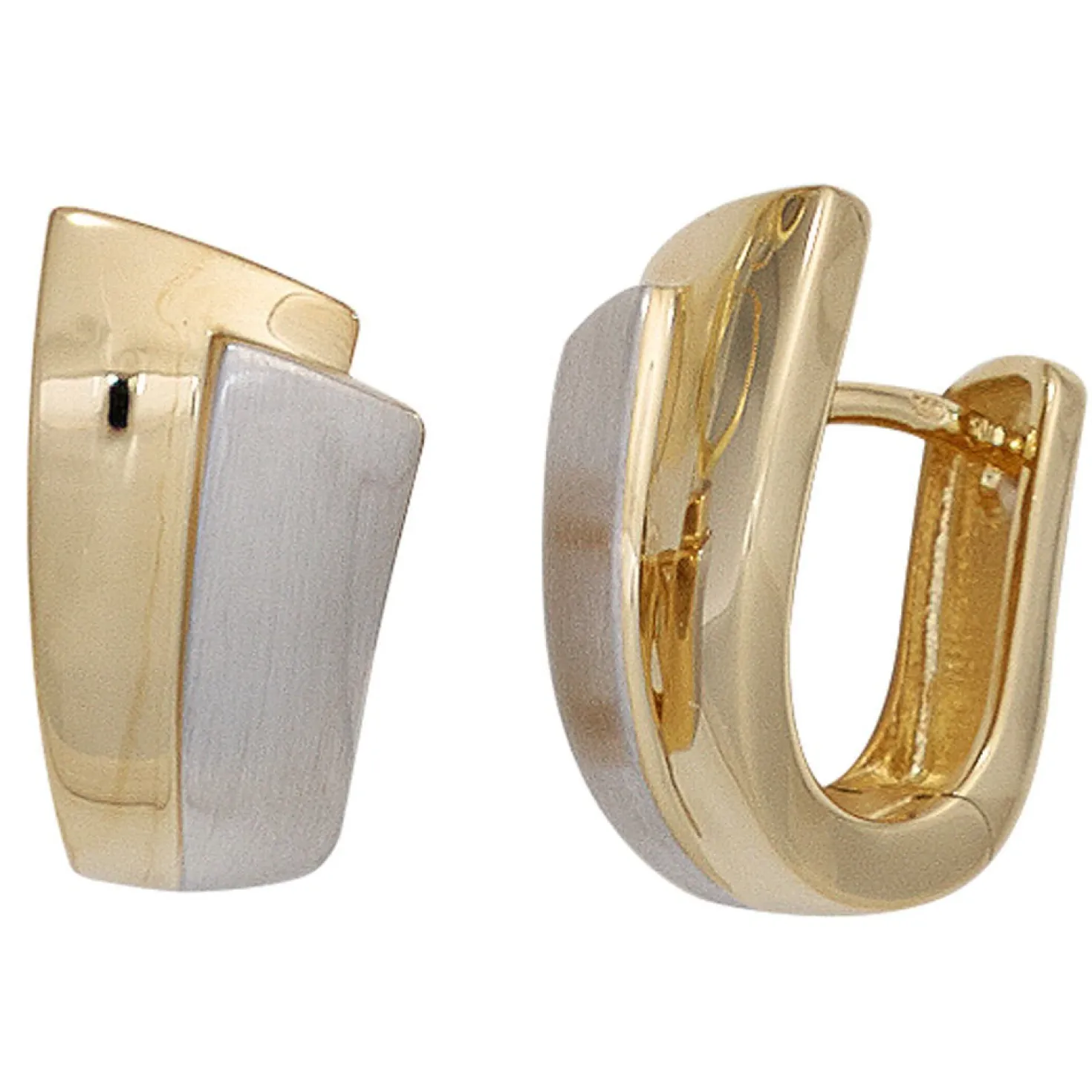 Creolen 8,4x14,1mm Ohrringe Klappcreolen 585 Gold Gelbgold teilmattiert Damen