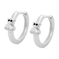 Creolen 13x4mm Ohrringe kleiner Bär Bärchen 925 Silber mattiert Kinder
