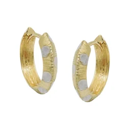 Creolen 14x3mm Ohrringe mit Muster, 375 Gold Gelbgold bicolor Ohrschmuck