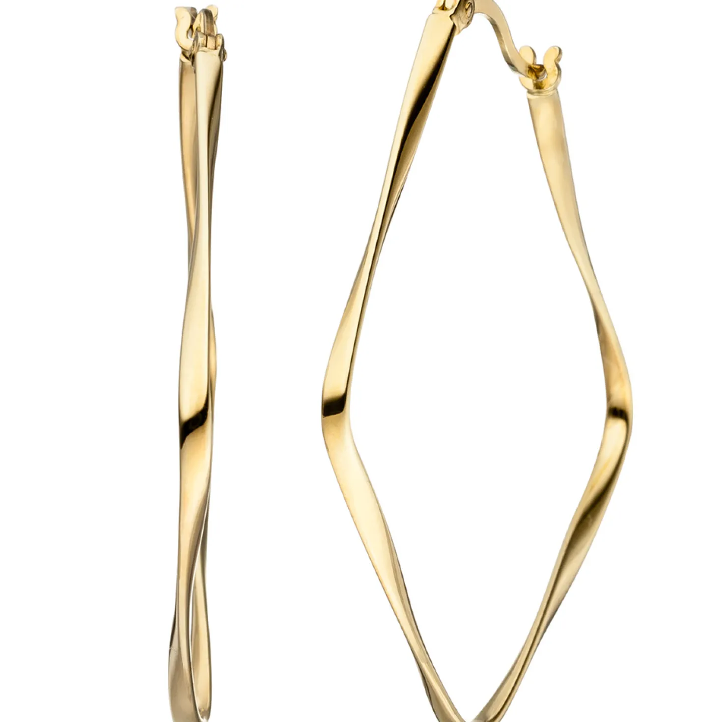 Creolen 41,9x43mm Ohrringe Rhombus eckig aus 925 Silber Gelbgold vergoldet