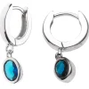 Creolen 5,3x21,3mm Ohrringe 925 Silber glänzend Zirkonia blau Klappcreolen Damen
