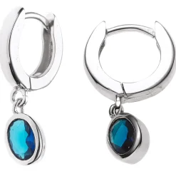 Creolen 5,3x21,3mm Ohrringe 925 Silber glänzend Zirkonia blau Klappcreolen Damen