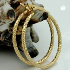 Creolen 23x1,5mm Ohrschmuck diamantiert aus 375 Gelbgold Damen Goldohrringe