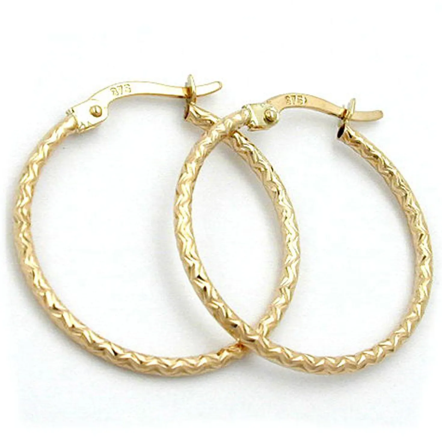 Creolen 23x1,5mm Ohrschmuck diamantiert aus 375 Gelbgold Damen Goldohrringe