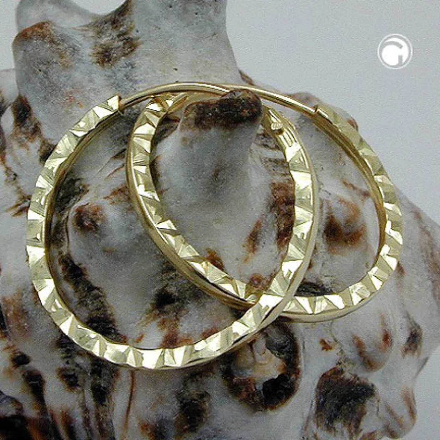 Creole Ohrringe Ohrschmuck aus 375 Gold Gelbgold diamantiert für Damen