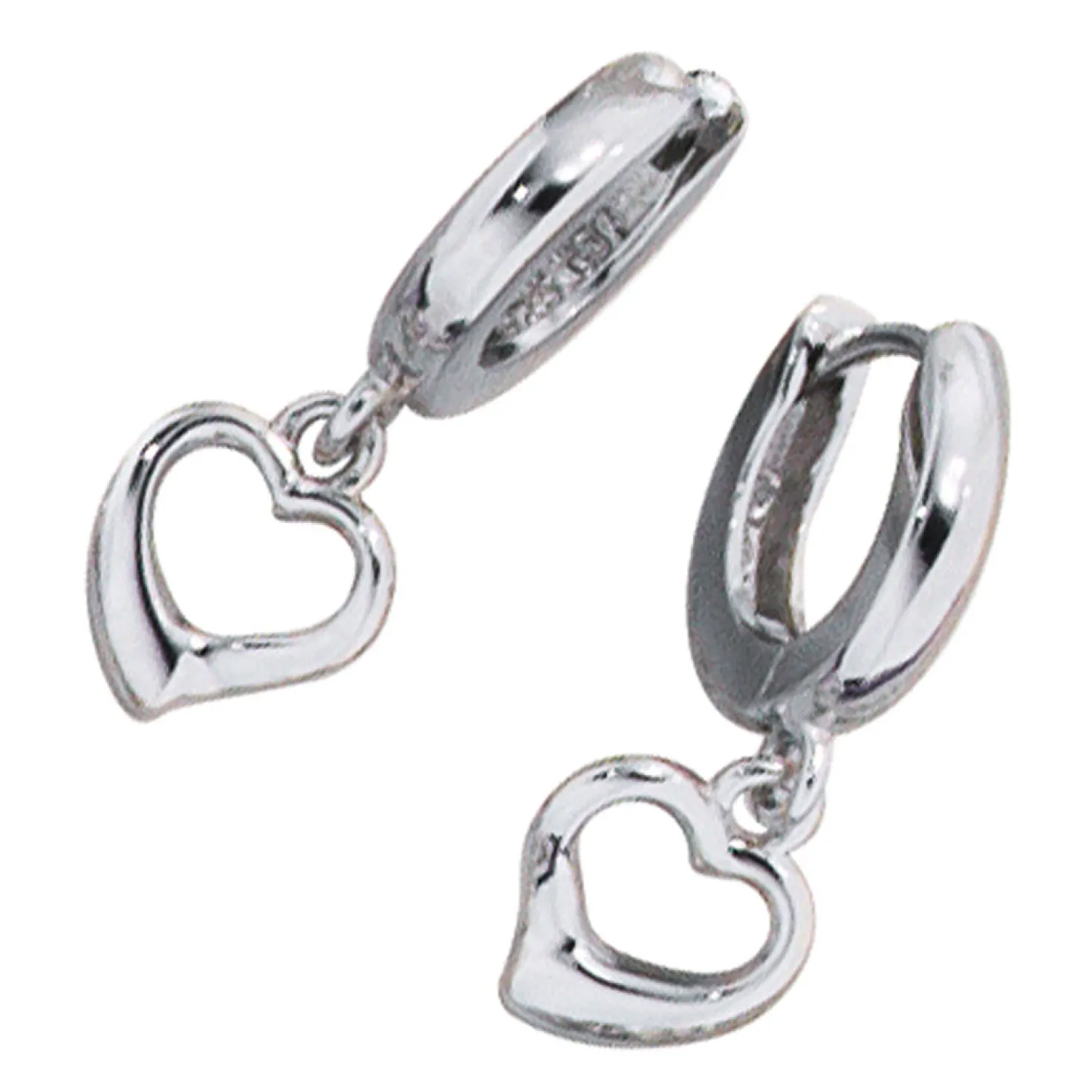 Damen Creole Creolen 7,8x21,2mm Herz Herzen aus 925 Silber Ohrschmuck
