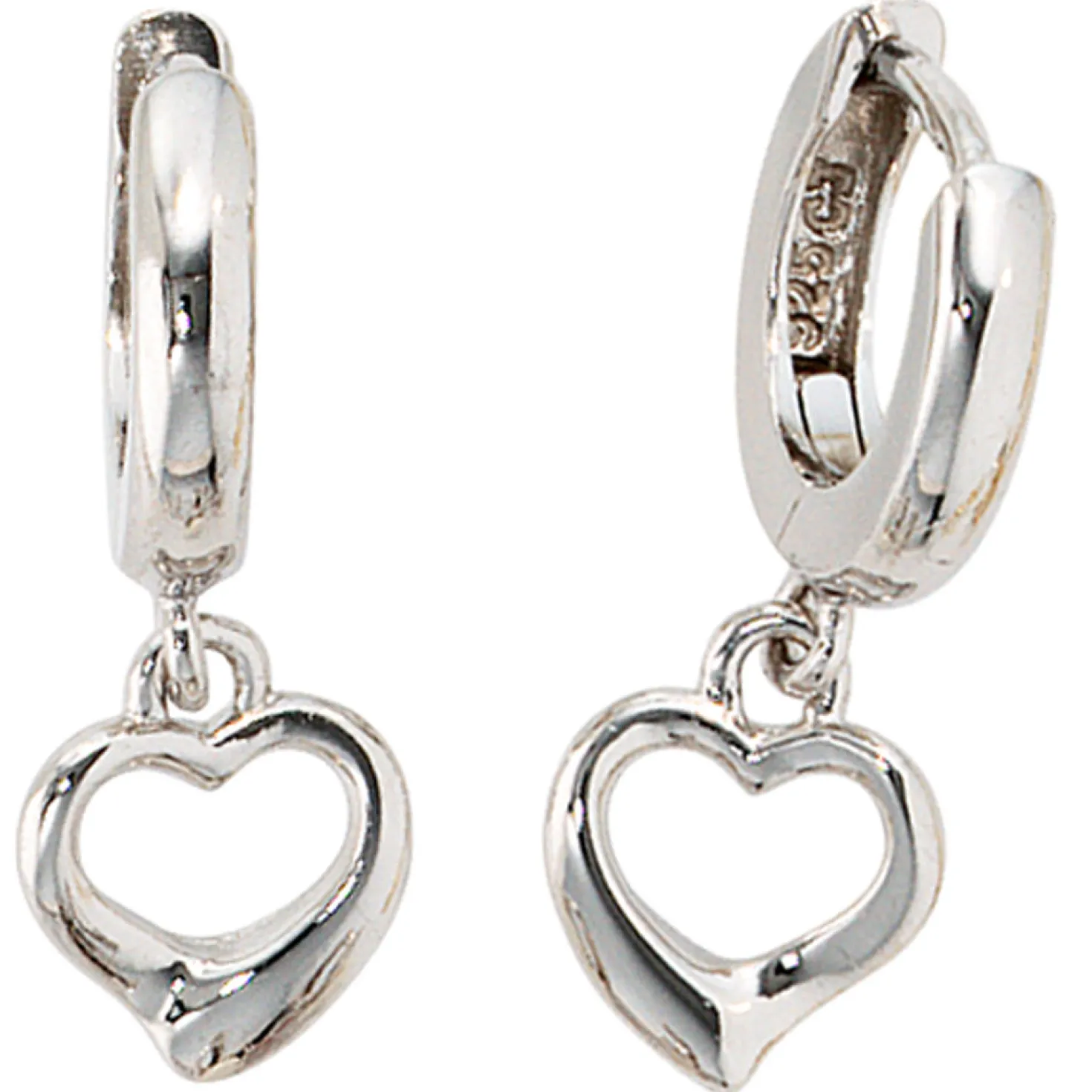 Damen Creole Creolen 7,8x21,2mm Herz Herzen aus 925 Silber Ohrschmuck