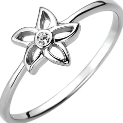 Damen Ring Blume aus 925 Silber mit Zirkonia Silberring Fingerring Fingerschmuck