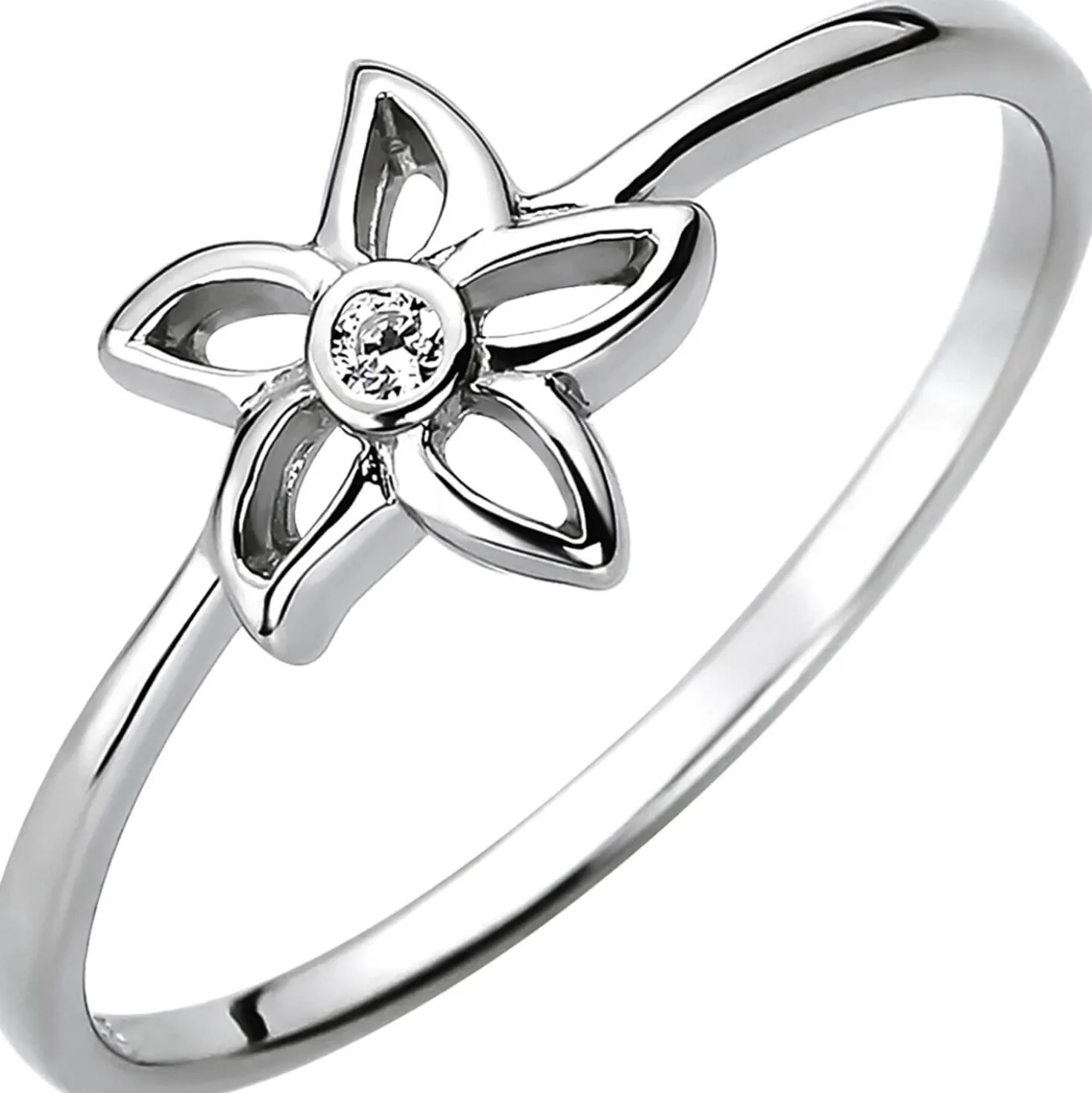 Damen Ring Blume aus 925 Silber mit Zirkonia Silberring Fingerring Fingerschmuck