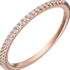 Damen-Ring mit weißen Zirkonia, 1,5mm schmal 925 Silber Rotgold vergoldet