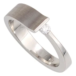 Damenring Ring aus 585 Gold Weißgold mit Diamant 0.07Ct Brillant