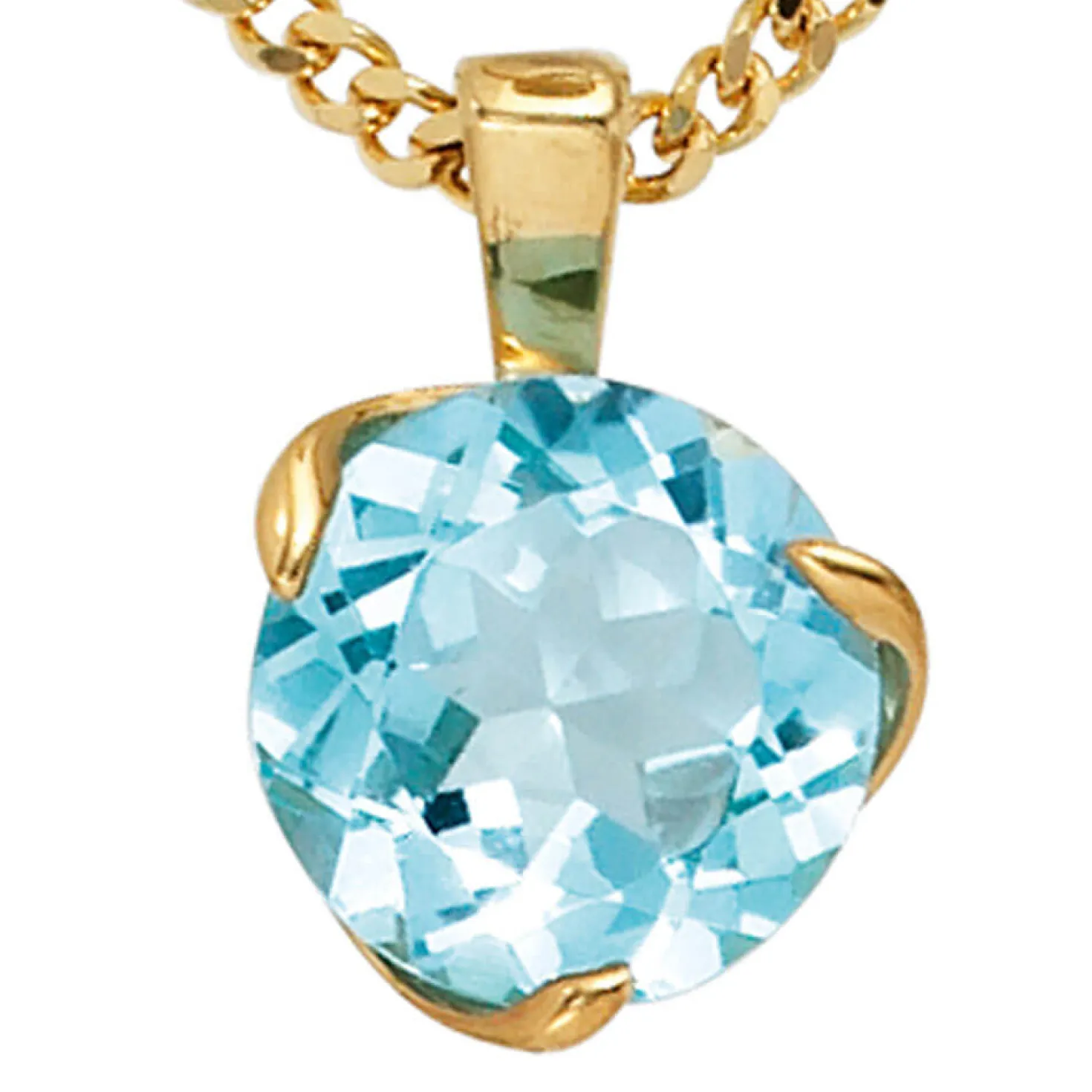 Damen Schmuck Anhänger 10,1x15mm mit Topas Blautopas 585 Gold Gelbgold