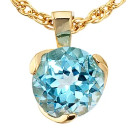 Damen Schmuck Anhänger 10,1x15mm mit Topas Blautopas 585 Gold Gelbgold