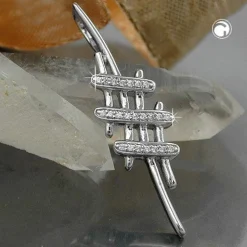 Designer Anhänger 40x11mm mit viel Zirkonia echtes 925 Silber schlicht Damen
