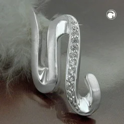 Designer Anhänger 30x15mm mit Zirkonia & 925 Silber mattiert Damen