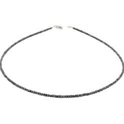 Diamantkette Collier schwarze Diamanten Rohdiamanten grau-anthrazit 925 Silber